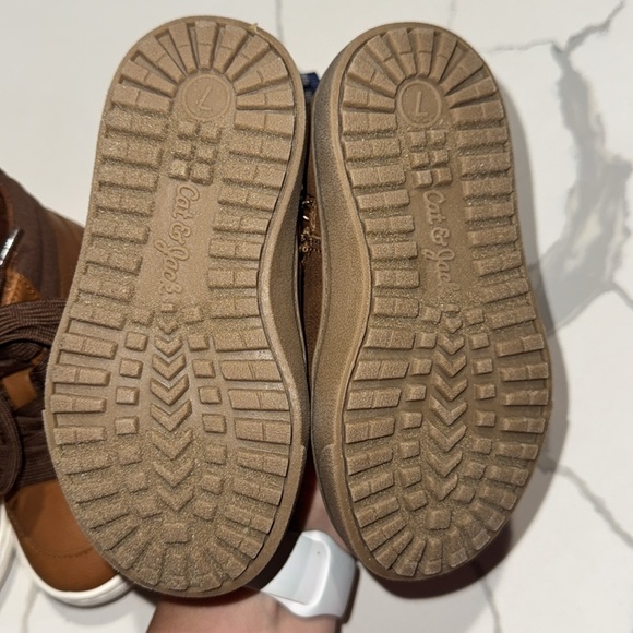 Two Pair Toddler Boys 7 NWOT Zip Up Brown Boots Cat and Jack - Picture 2 of 3
